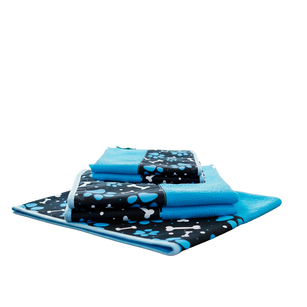 Kit 05 Peças de Toalha de Banho Splash para Pet Alta Absorção Azul