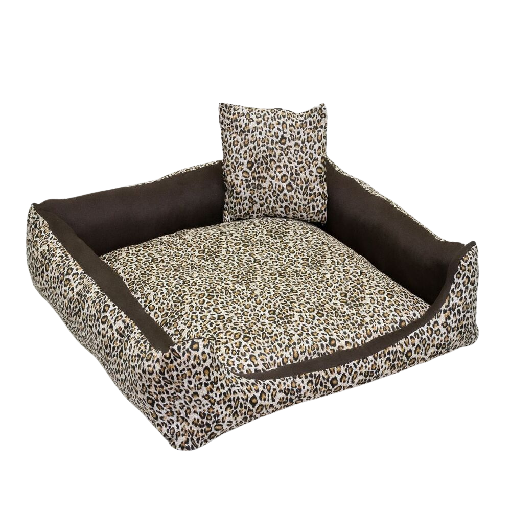 Cama Impermeável Extra Grande Quadrada para Pets Onça Marrom 