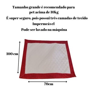 Tapete Higiênico Impermeável Grande - Branco Vermelho Reutilizável