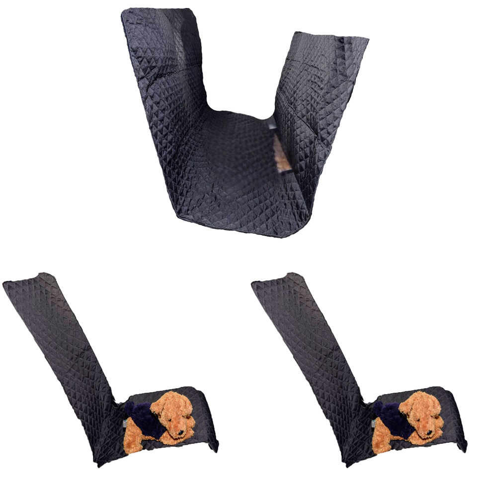 Kit 3 Pçs Protetor para Assento de Carro Dianteiro e Traseiro  Impermeavel Universal Preto