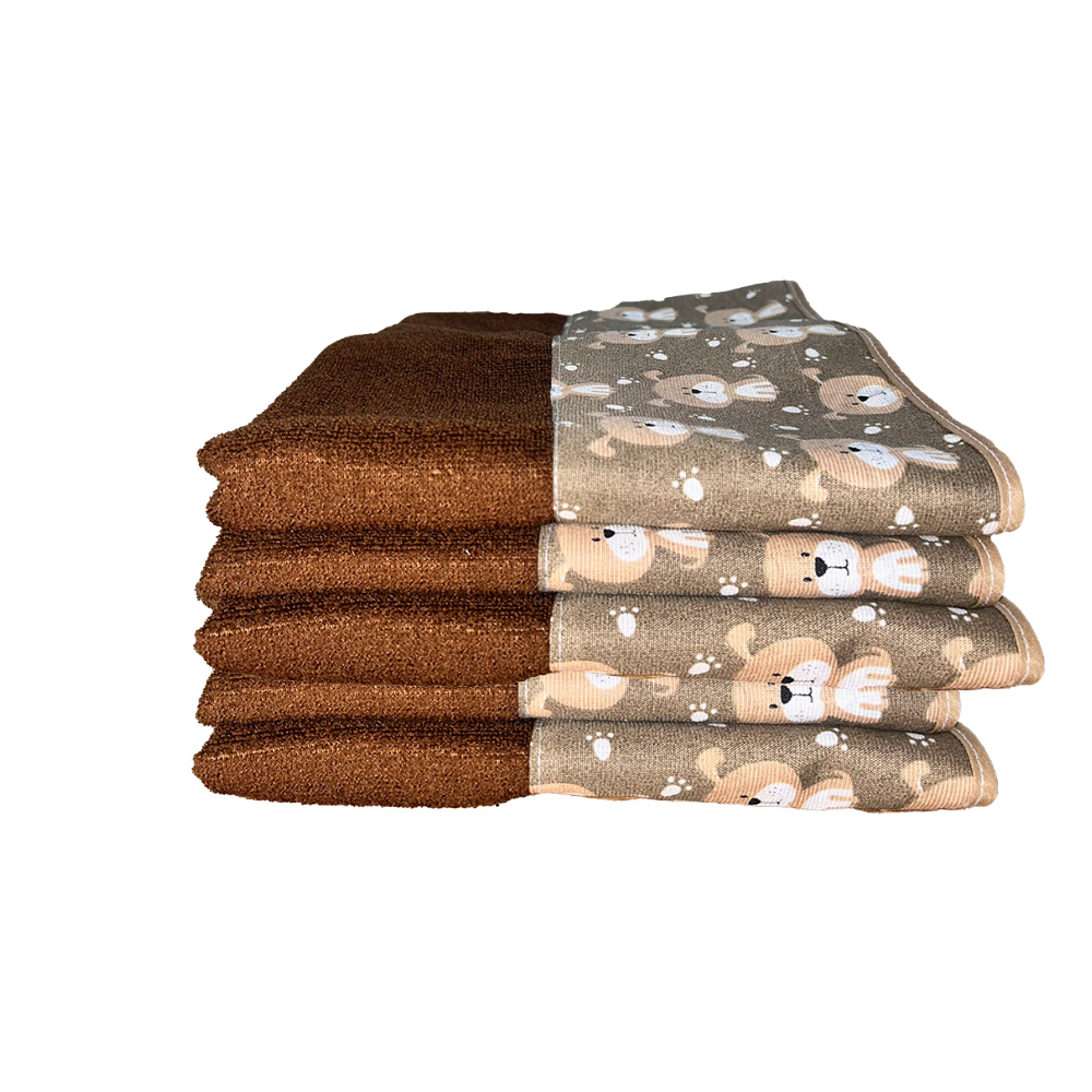Kit 05 Peças de Toalha de Banho Splash para Pet Alta Absorção  Marrom