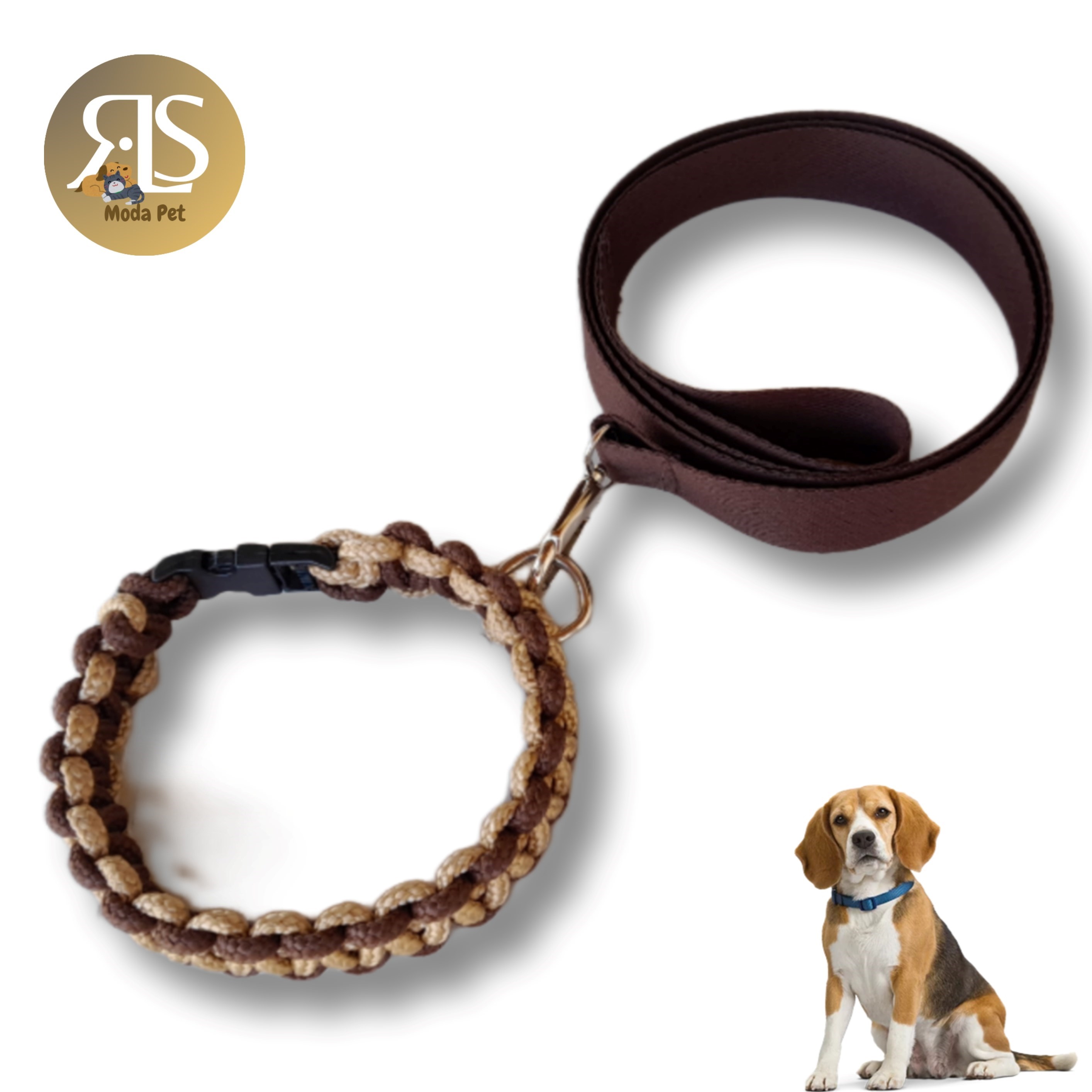 Coleira Pet em Corda e Guia para Passeio Cães
