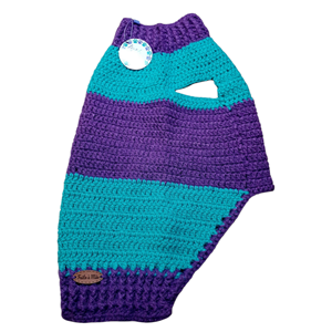 Suéter Listrado Verde & Roxo – Estilo e Conforto para Seu Pet!