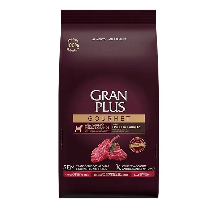  Ração GranPlus Gourmet Cão Adulto Raças Médias e Grandes Ovelha 15kg