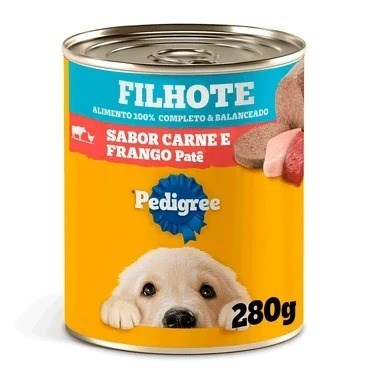 Lata Patê Pedigree para Cães Carne e Frango 280g