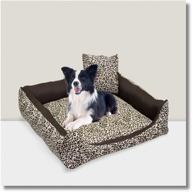 Cama Impermeável Extra Grande Quadrada para Pets Onça Marrom 