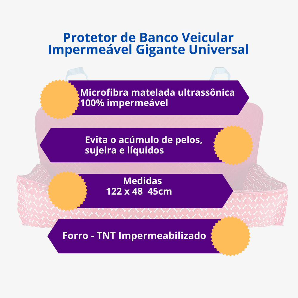 Cama e Capa Protetora Pet para Assento Veicular Traseiro Universal Gigante