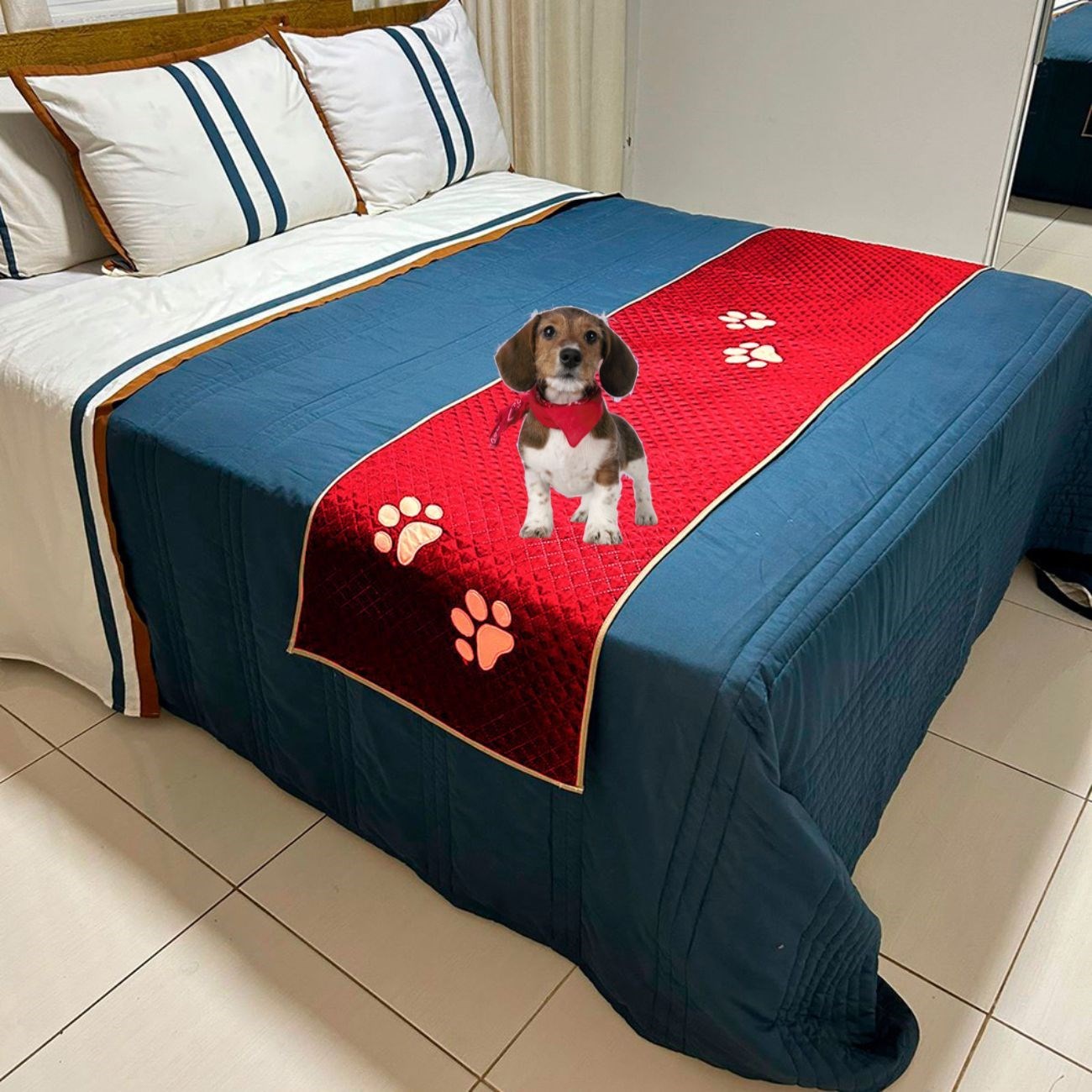 Peseira Pet Impermeável Vermelha para Cama de Solteiro 