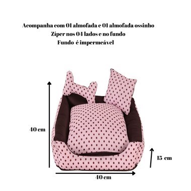 Cama Impermeável Pequena Quadrada para Pets– Rosa Lulu