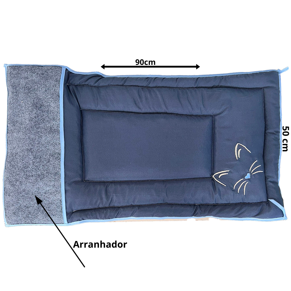 Colchonete Tapete Pet P/ Gatos Médio com Arranhador Azul
