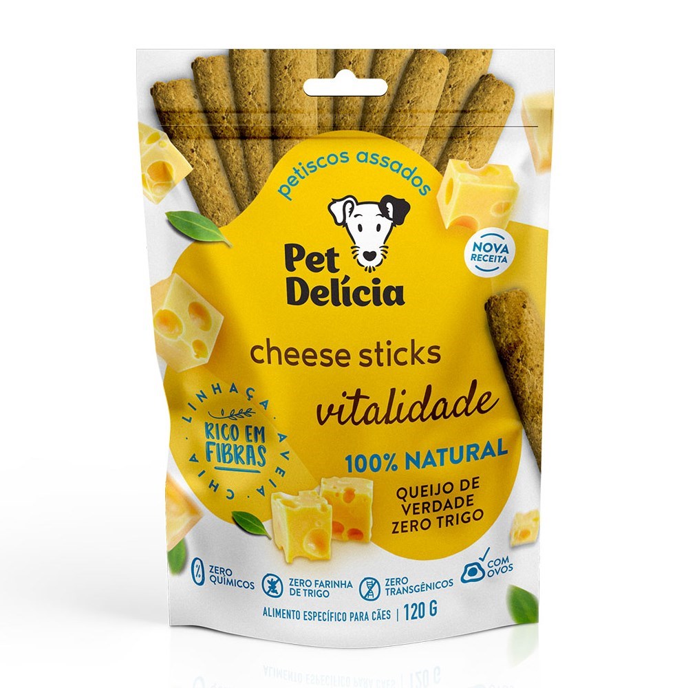 Petisco Natural Pet Delícia Cheese Sticks com Prebióticos para Cão 120g
