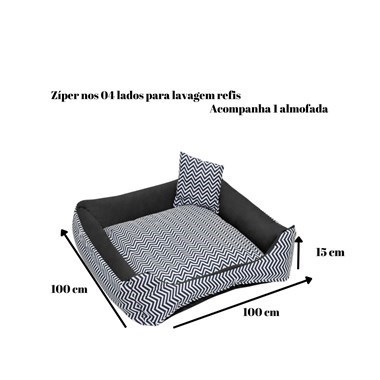 Cama Gigante Luxo Impermeável Quadrada para Pets – Preta