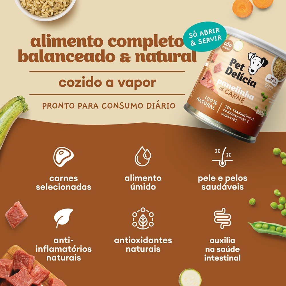 Alimentação Natural Pet Delícia Panelinha de Carne para Cão 320g 