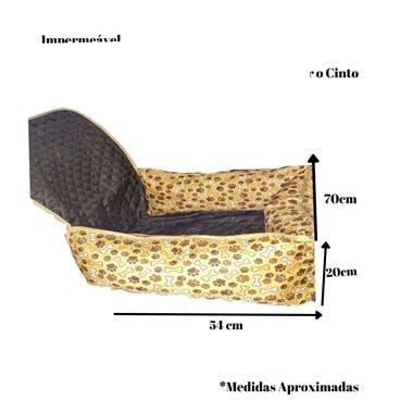 Cama Pet e Capa Protetora Impermeável para Assento Traseiro  Veícular 2 em 1 - Pequeno Marrom Estampado