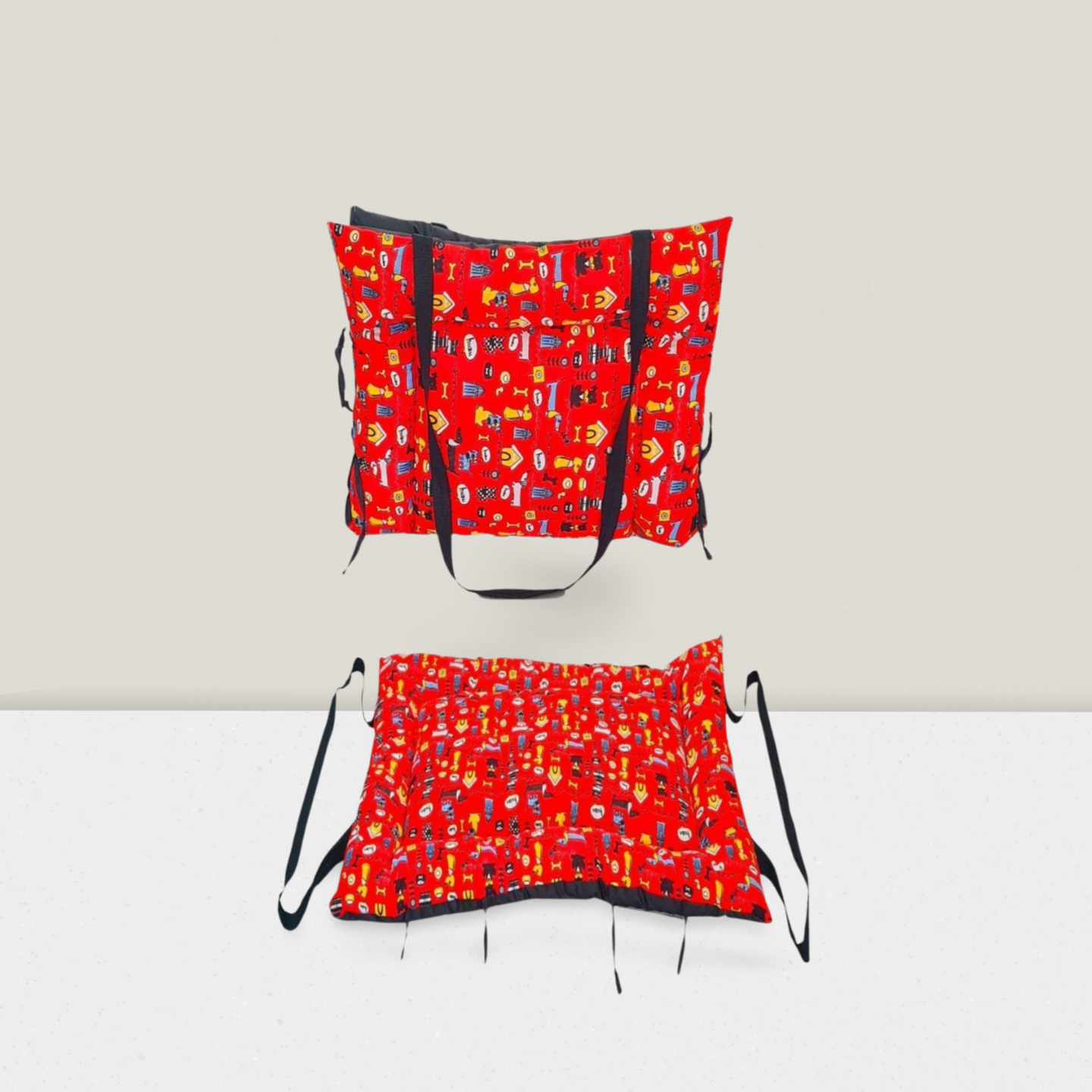 Colchonete Pet 2 em 1 Impermeável– Dog Vermelho (Colchonete que Vira Bolsa)