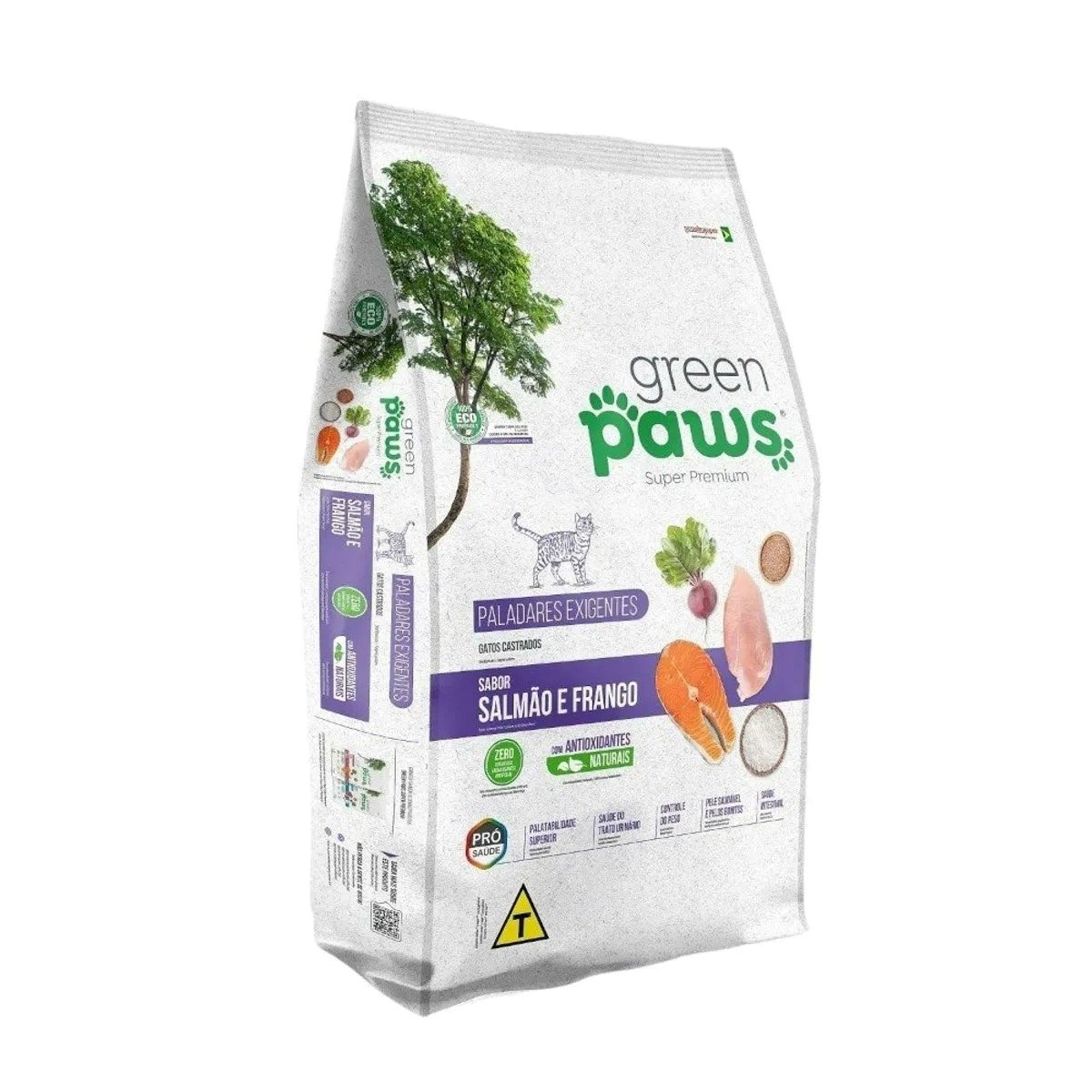 Ração Green Paws Gatos Castrados Paladares Exigentes Salmão e Frango 10,1kg