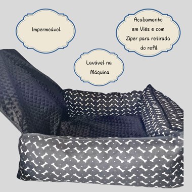 Cama Pet e Capa Protetora Impermeável 2 em 1 para Banco Traseiro de Veículo - Preto