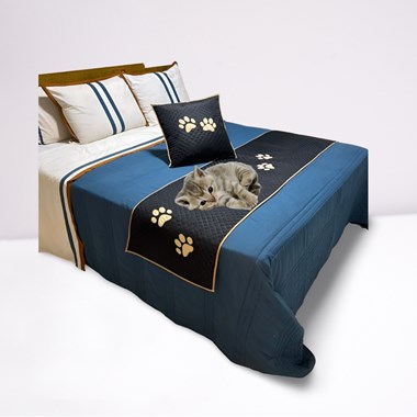 Kit 3 Pçs  Peseira + Almofada Cheia Impermeável Pet Queen Preta