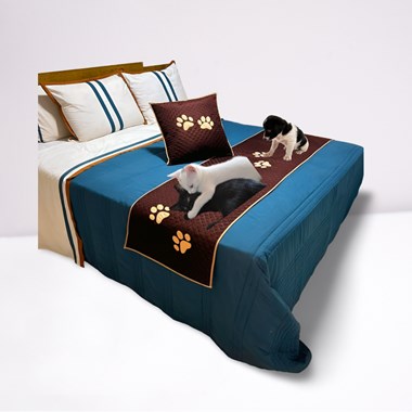 Kit 3 Pçs Peseira + Almofada Cheia Impermeáveis  Pet  Marrom King