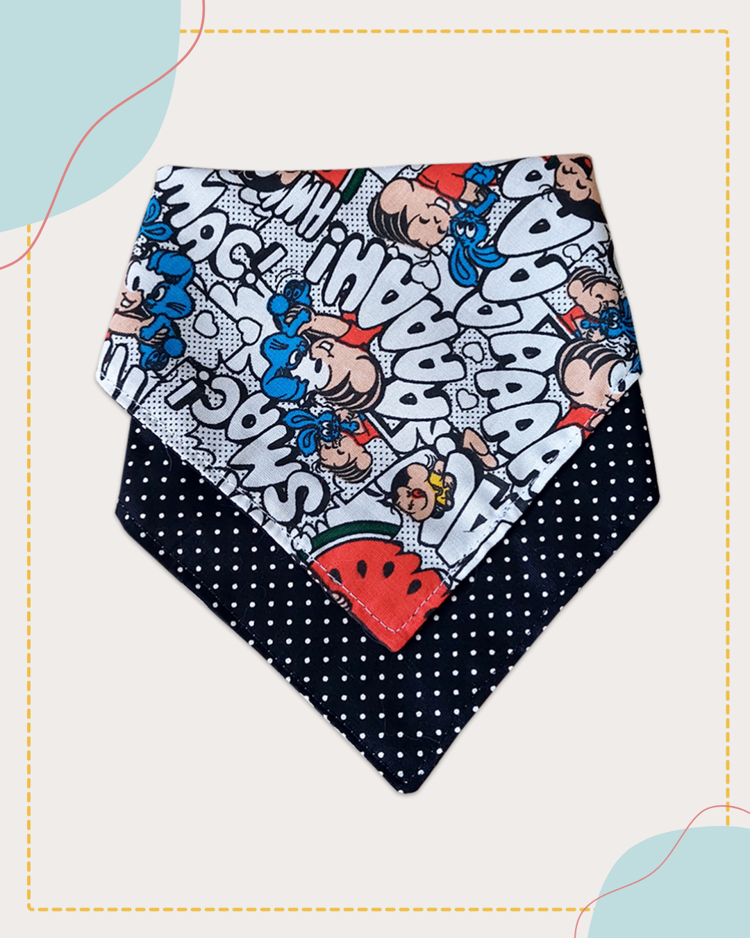 Kit Bandana Para Pets Dupla Face Com Botões + Lacinho Tam: M