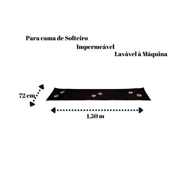 Peseira para Cama Solteiro Pet Impermeável Preta