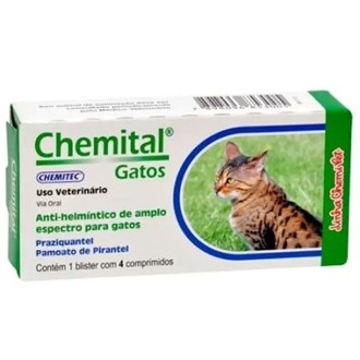 Vermífugo Chemital Gatos c/4 comprimidos