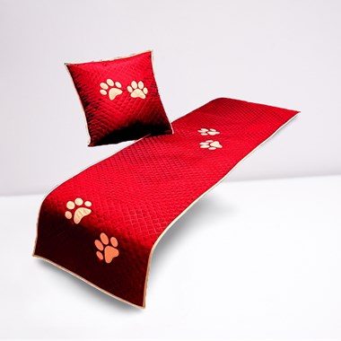 Kit Peseira e Almofada Impermeáveis para Pet – Vermelho para Cama de Solteiro