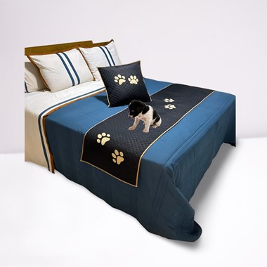 Kit 3 Pçs Peseira + Almofada Impermeáveis para Pet Preto Cama King