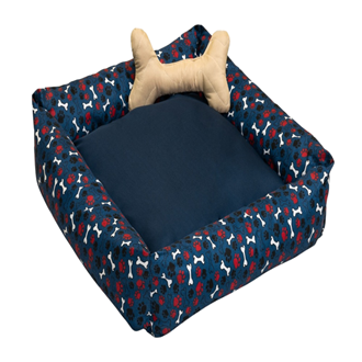 Cama Simples Grande Quadrada para Pets Azul Marinho