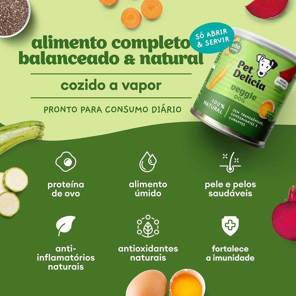 Alimentação Natural Pet Delícia Veggie Dog para Cão 320g