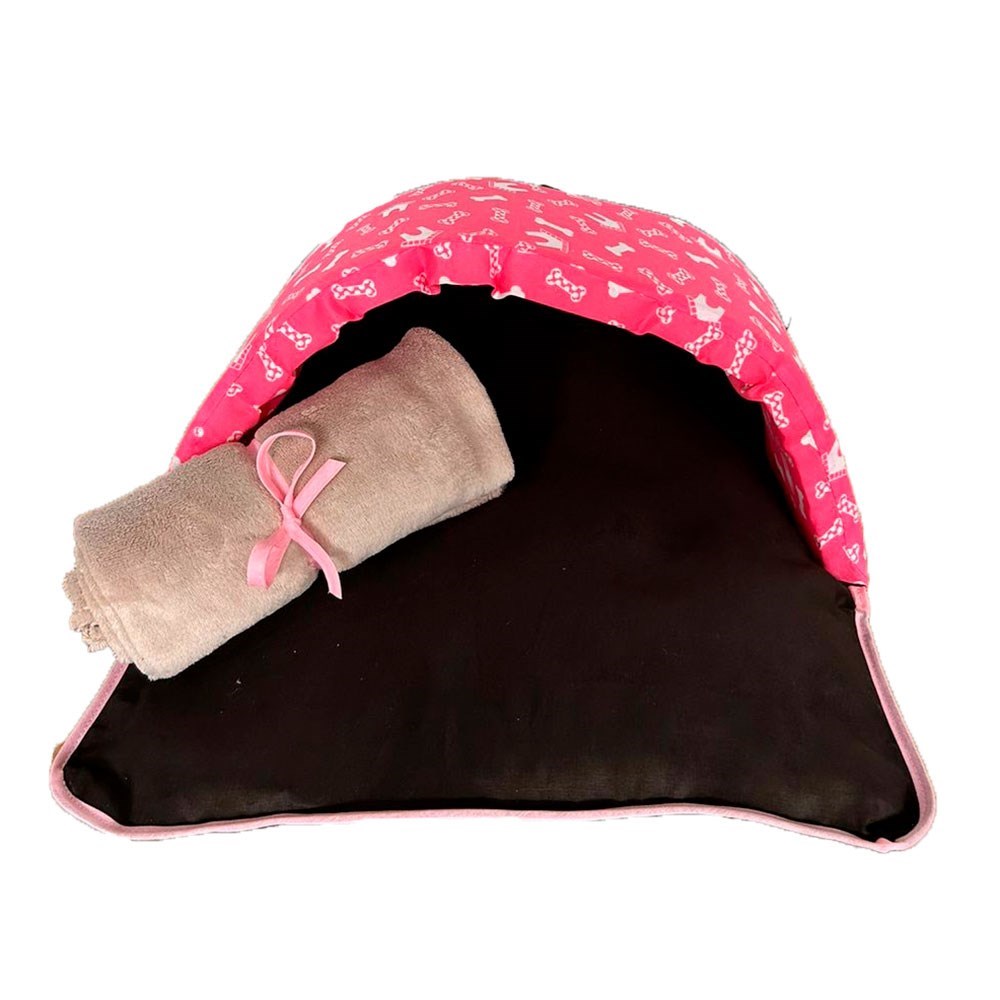 Kit 2 Pçs Toca e Saco de Dormir Impermeável Pink com Manta Avelã