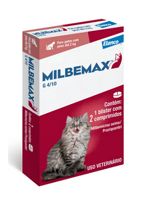 Milbemax Gatos até 2kg (4/10mg)    2 comprimidos  