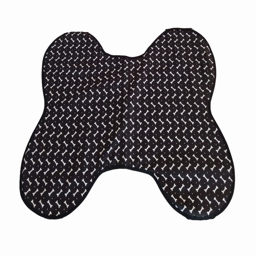 Tapete Comedouro Impermeável para Pets Ossinho Preto Reutilizável