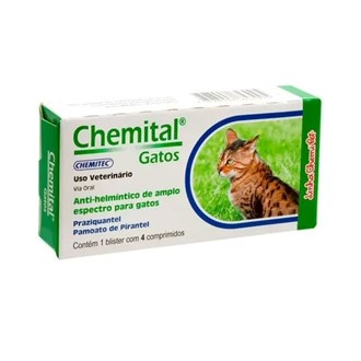 Vermífugo Chemital Gatos c/4 comprimidos