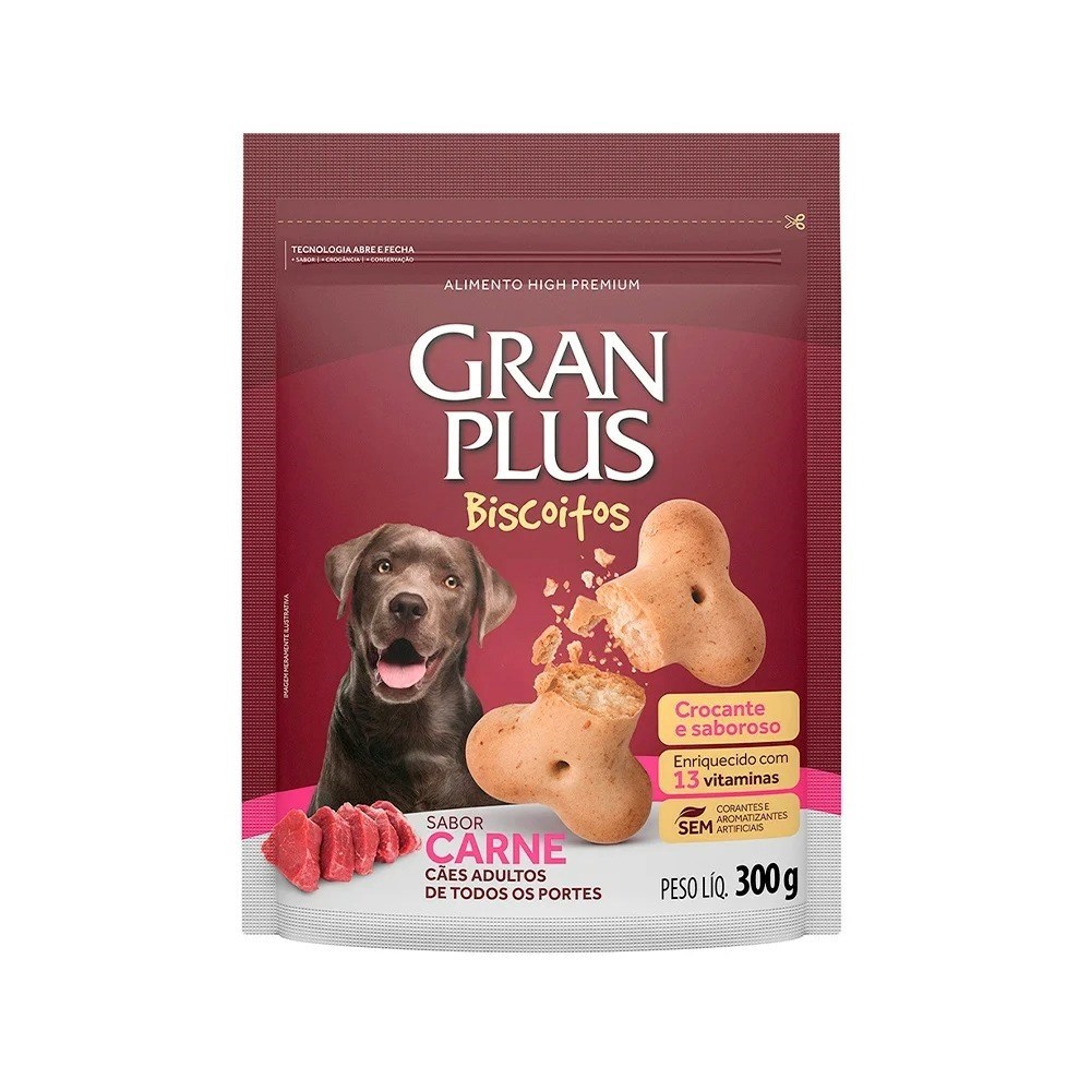 Biscoito GranPlus Carne Cães Adultos 300g