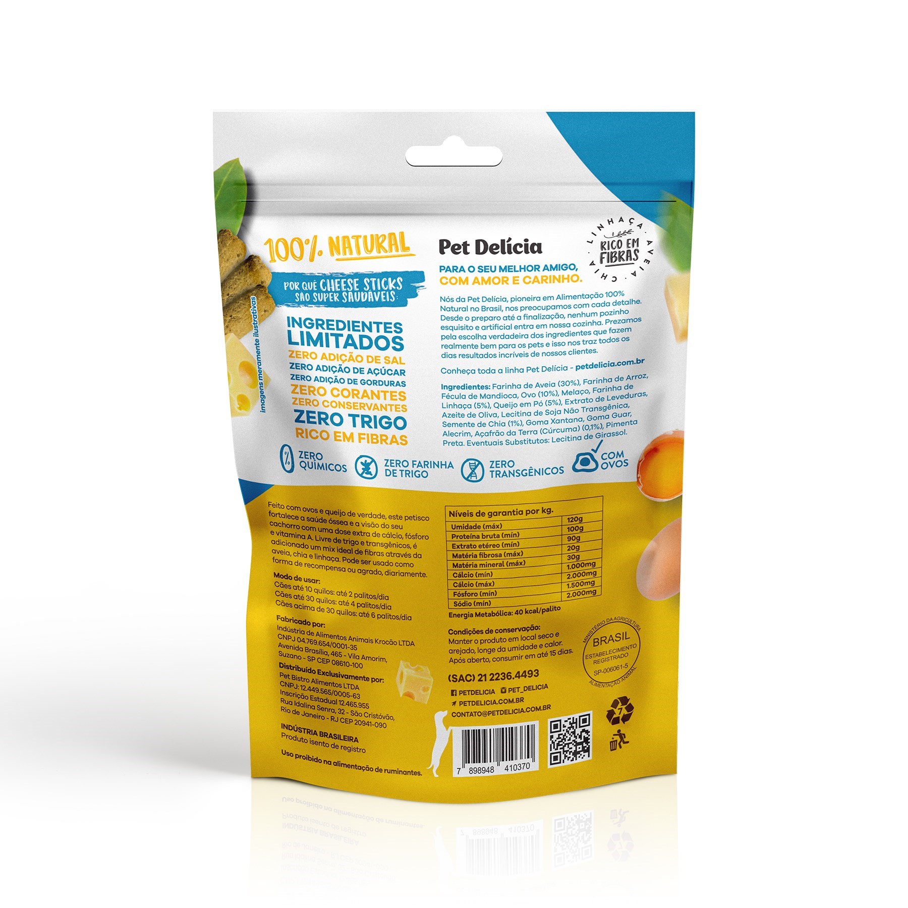 Petisco Natural Pet Delícia Cheese Sticks com Prebióticos para Cão 120g