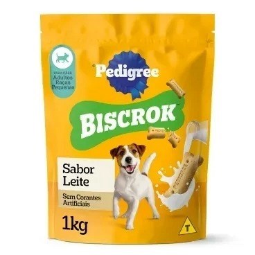 Biscoito Pedigree Biscrok para Cão Adulto Raças Pequenas Leite 1kg
