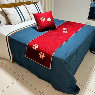 Kit 3 Pçs Peseira Almofada com Enchimento Impermeáveis  Vermelho para Cama de Solteiro