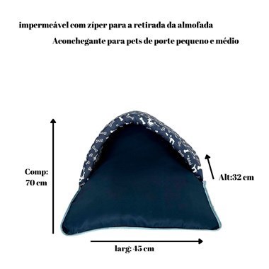 Toca, Cama e Saco de Dormir Impermeável 2 em 1 para Cães e Gatos –  Azul