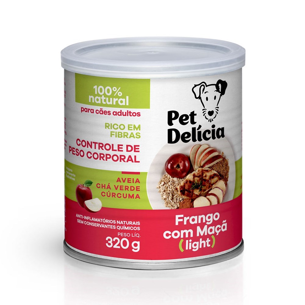 Alimentação Natural Pet Delícia Frango com Maçã Light para Cão 320g 