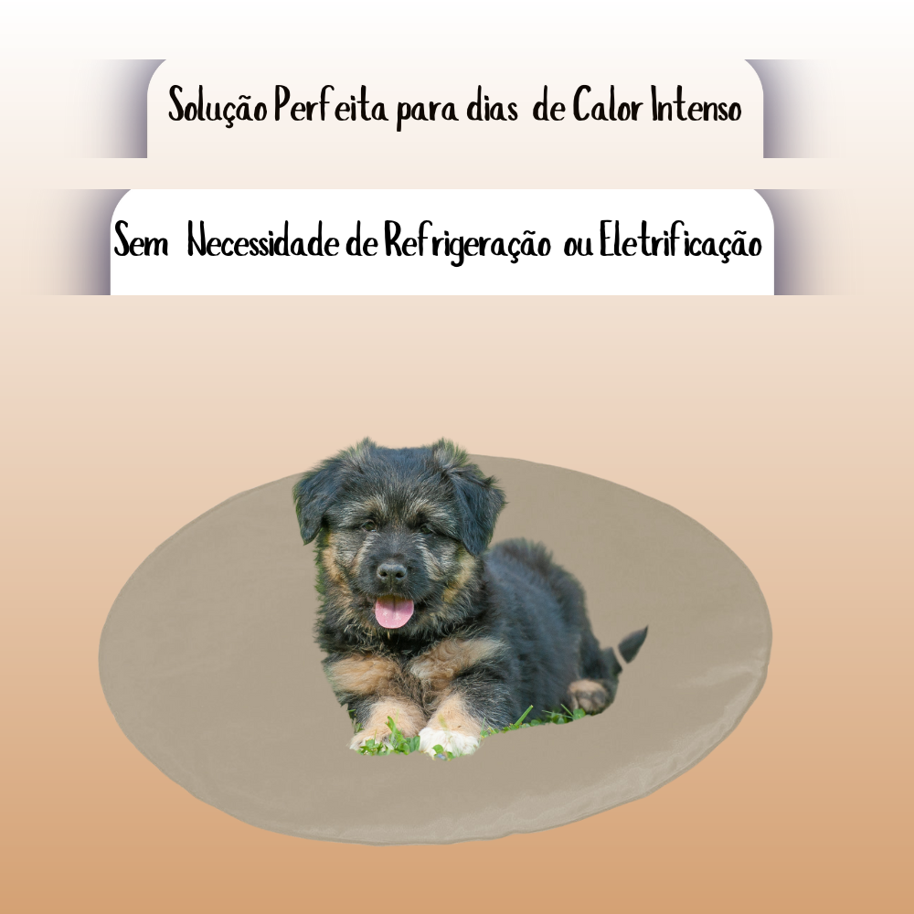 Tapete Gelado Redondo para Pets Bege Médio -  Impermeável e Refrescante para Dias Quentes para Pets