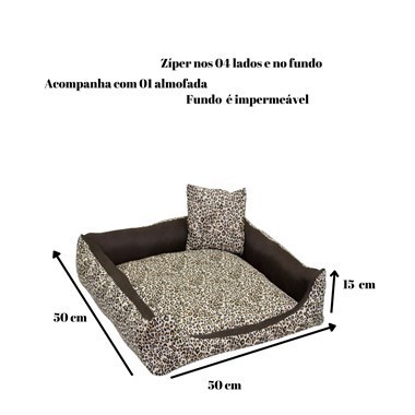 Cama Impermeável Média para Pets - Safari Onça Marrom