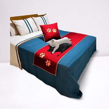 Kit 3 Pçs Peseira + Almofada Cheia Pet Impermeável King Vermelho