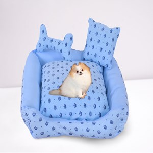 Cama Impermeável Pequena para Cães e Gatos – Onix com Realeza Azul