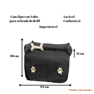 Protetor Impermeável para Sofá Grande, Preto para Cães e Gatos