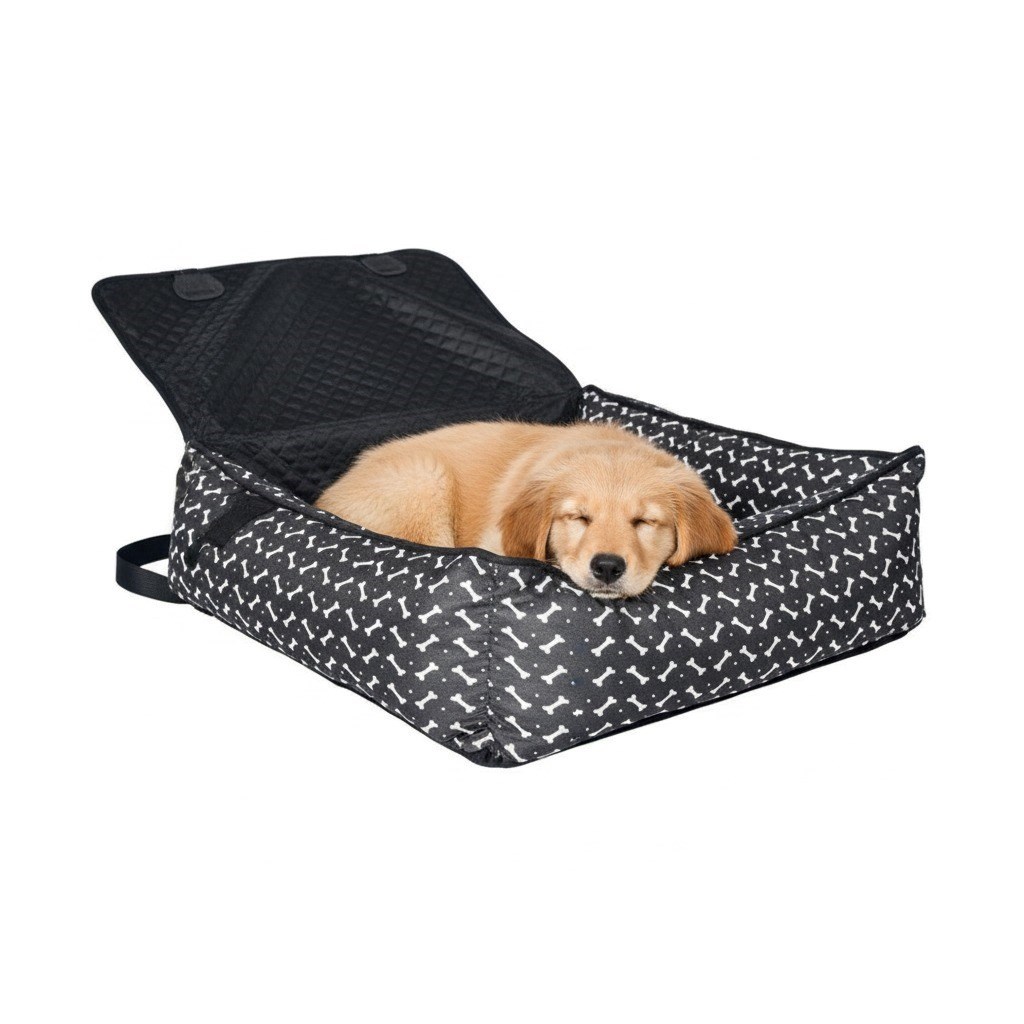 Cama Pet e Capa Protetora Impermeável 2 em 1 para Banco Traseiro de Veículo - Preto