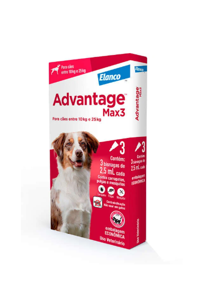 Advantage Max 3 G COMBO (de 10 A 25kg)     3 pipetas