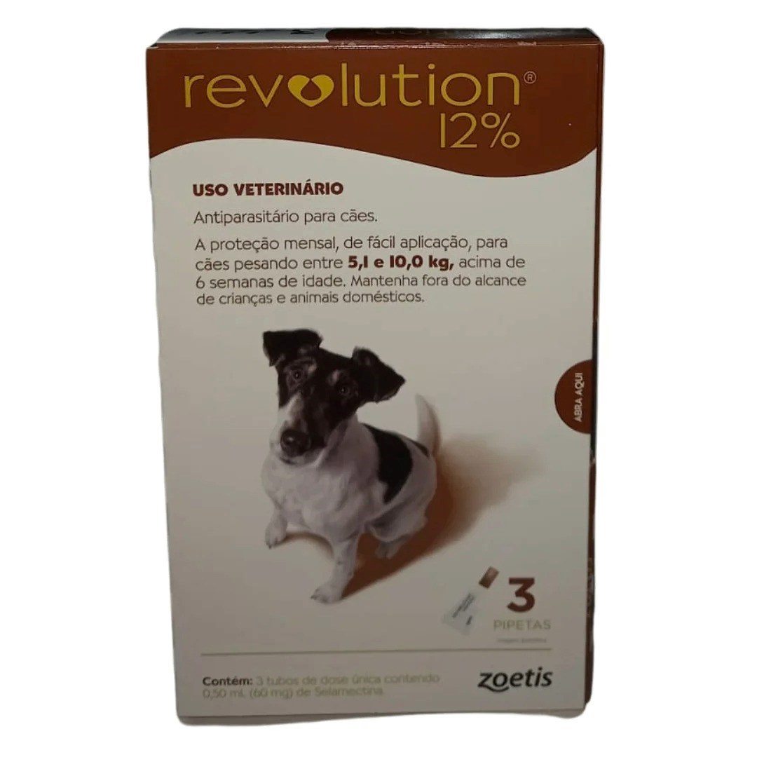 Antipulgas, carrapatos, sarnas e vermes Revolution Pipeta Cães 12%  5,1-10kg Combo 3 Pipetas