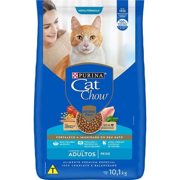 Ração Cat Chow Gatos Adultos Sabores Peixe 10kg
