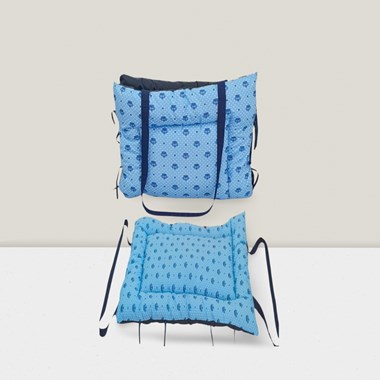 Colchonete  e Bolsa 2 em 1 Impermeável para Pet  Azul Pequeno Retangular